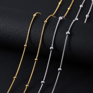 Stainless steel round snake chain plated with 18K gold snake bone chain, hot selling DIY jewelry, titanium steel necklace