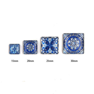 Custom designed  square Glass Cabochon various printed glass