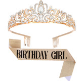 Crystal Crown Belt Etiquette Belt Birthday Headwear Crown Birthday Girl Ribbon Wholesale