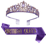 Crystal Crown Belt Etiquette Belt Birthday Headwear Crown Birthday Girl Ribbon Wholesale
