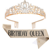 Crystal Crown Belt Etiquette Belt Birthday Headwear Crown Birthday Girl Ribbon Wholesale