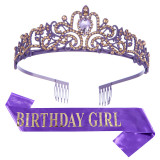 Crystal Crown Belt Etiquette Belt Birthday Headwear Crown Birthday Girl Ribbon Wholesale