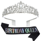 Crystal Crown Belt Etiquette Belt Birthday Headwear Crown Birthday Girl Ribbon Wholesale