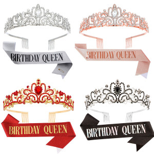 Crystal Crown Belt Etiquette Belt Birthday Headwear Crown Birthday Girl Ribbon Wholesale
