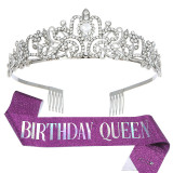 Crystal Crown Belt Etiquette Belt Birthday Headwear Crown Birthday Girl Ribbon Wholesale