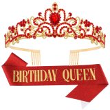 Crystal Crown Belt Etiquette Belt Birthday Headwear Crown Birthday Girl Ribbon Wholesale