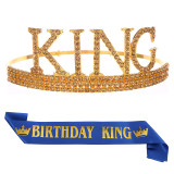Men's Birthday Crown Etiquette Set KING Crown Headwear Party Dress up Cake Hat