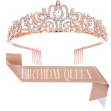 Crystal Crown Belt Etiquette Belt Birthday Headwear Crown Birthday Girl Ribbon Wholesale