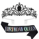 Crystal Crown Belt Etiquette Belt Birthday Headwear Crown Birthday Girl Ribbon Wholesale