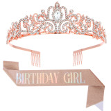 Crystal Crown Belt Etiquette Belt Birthday Headwear Crown Birthday Girl Ribbon Wholesale