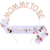 Expectant Mom Mummy To BE Headband Shoulder Strap Set Baby Shower Etiquette Strap 2-piece Set Party