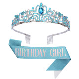 Crystal Crown Belt Etiquette Belt Birthday Headwear Crown Birthday Girl Ribbon Wholesale