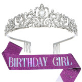 Crystal Crown Belt Etiquette Belt Birthday Headwear Crown Birthday Girl Ribbon Wholesale