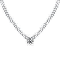 S925 silver men's chain silver plated platinum moissanite necklace new collarbone chain wholesale