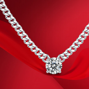 S925 silver men's chain silver plated platinum moissanite necklace new collarbone chain wholesale
