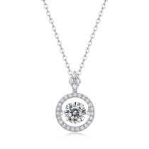 S925 Silver Necklace, moissanite  Pendant, Female Pendant with Chain Gift Wholesale