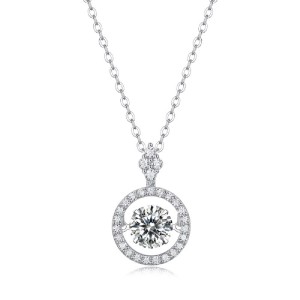 S925 Silver Necklace, moissanite  Pendant, Female Pendant with Chain Gift Wholesale