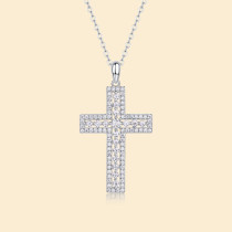 S925 silver Moissanite necklace hot selling cross collarbone chain