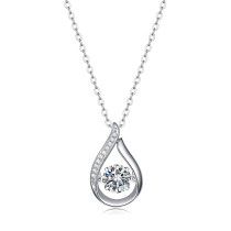 Wholesale  briolette key pendant  S925 silver moissanite collarbone chain for women