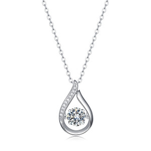 Wholesale  briolette key pendant  S925 silver moissanite collarbone chain for women