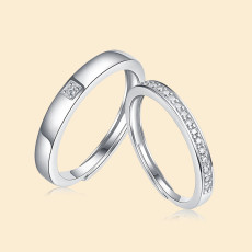 Adjustable new moissanite ring 925 silver couple's ring