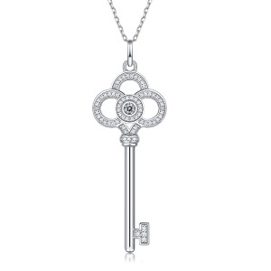 Wholesale  briolette key pendant  S925 silver moissanite collarbone chain for women