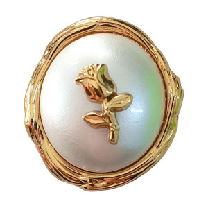 20mm rose oval snap button metal  pearl