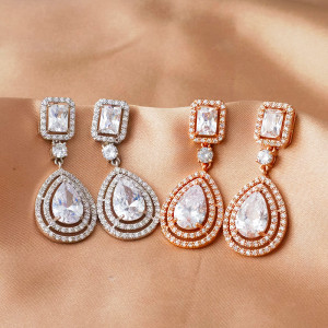 Zircon earrings, women's high-end feeling earrings, earrings and accessories