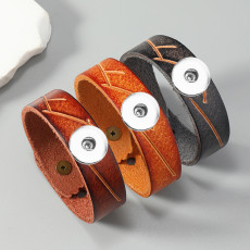20mm snap button bracelet  retro men's cowhide bracelet