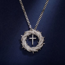 Cross micro inlaid copper zircon necklace hip-hop wholesale