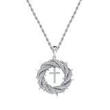 Cross micro inlaid copper zircon necklace hip-hop wholesale