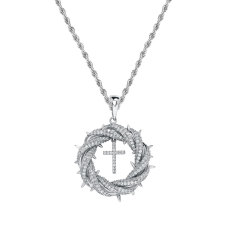 Cross micro inlaid copper zircon necklace hip-hop wholesale