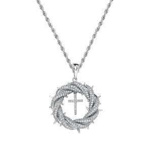 Cross micro inlaid copper zircon necklace hip-hop wholesale