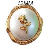 12mm rose oval snap button metal  pearl