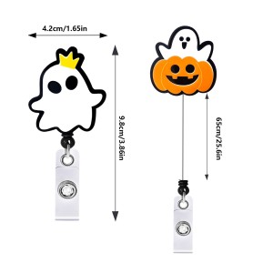 Halloween decoration chest badge ID clip DIY Halloween ghost emblem scroll retractable buckle