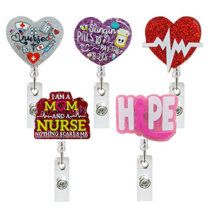 Sparkling Acrylic Love Letter ID Buckle Student Doctor Nurse Retractable badge reel