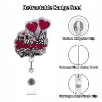 New Creative Acrylic Sparkling Powder Medical Jesus Mother's Day Telescopic Badge Clip Easy to Pull