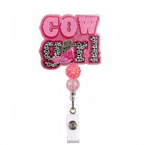 Acrylic glitter medical DIY bow buckle ID clip Retractable badge reel