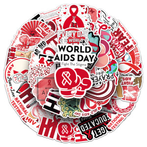 50 pieces /set Love Disease AIDS Stickers AIDS Positive English Sentences Inspirational Waterproof Stickers