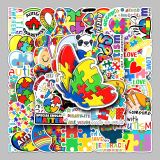 50 pieces /set Love Autism Luggage Stickers Waterproof Stickers Scooter Computer Cartoon Decoration
