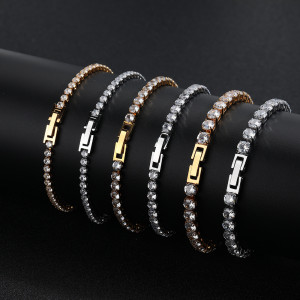 23cm Stainless steel AAA zircon tennis bracelet for men and women's fashion