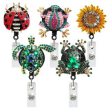 Crystal Frog Sunflower Scroll 70cm Telescopic Easy Pull Buckle Badge Reel ID holder