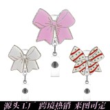 Hot selling glitter acrylic pink bow staff doctor nurse Badge Reel ID holder