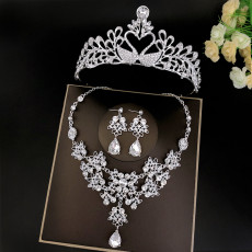 Bridal Crown+Necklace+Earrings Three Piece Set Wholesale  crystal