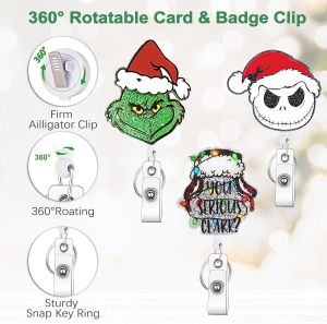 Acrylic Christmas Grinch Series Nurse Badge Reel ID holder
