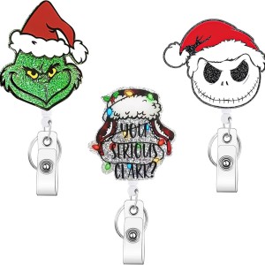Acrylic Christmas Grinch Series Nurse Badge Reel ID holder