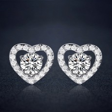 Peach Heart Earrings Copper Zircon Earrings Love Fashion Earrings for Women