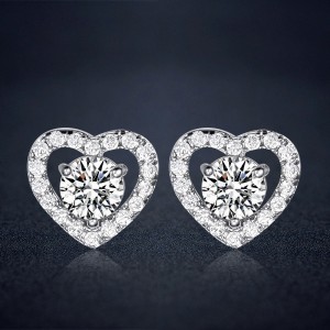 Peach Heart Earrings Copper Zircon Earrings Love Fashion Earrings for Women