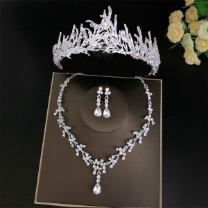 Bridal Crown+Necklace+Earrings Three Piece Set Wholesale