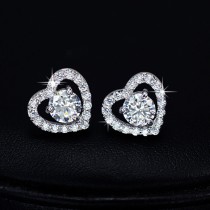 Peach Heart Earrings Copper Zircon Earrings Love Fashion Earrings for Women
